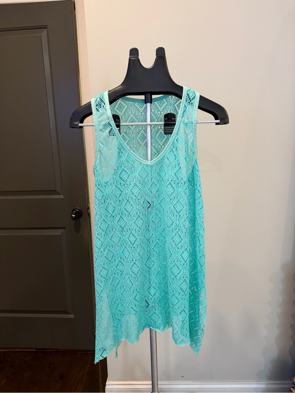 Xhilaration Turquoise Crochet Lace Swim Cover Up Tunic S